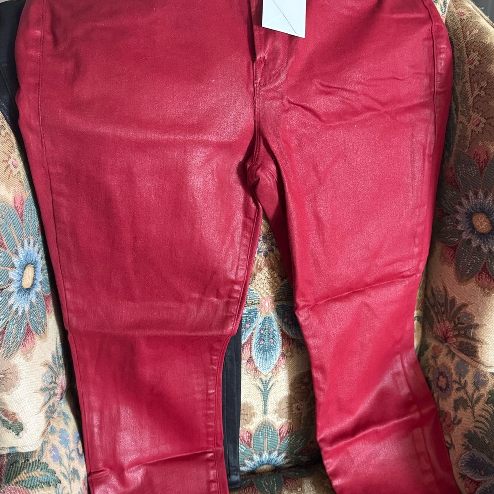 Good American Cherry Faux Leather Pants - size 16